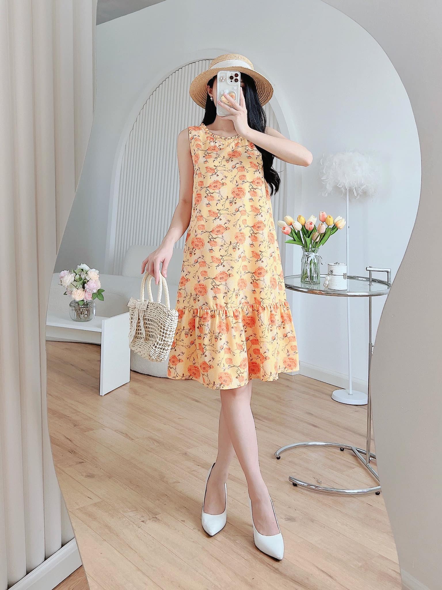 Váy lụa nữ sát nách đuôi cá