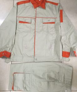 Quần Áo Bảo Hộ Lao Động Màu Ghi Phối Cam