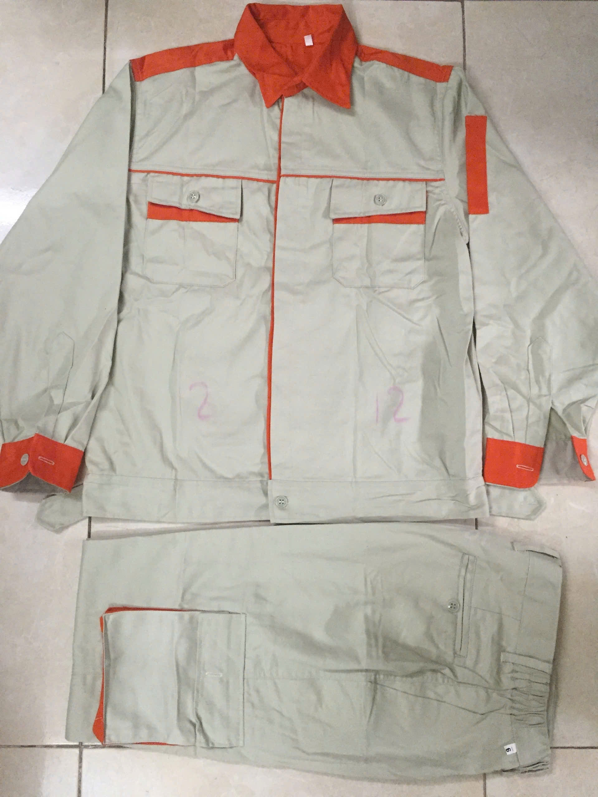 Quần Áo Bảo Hộ Lao Động Màu Ghi Phối Cam